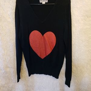 Wildfox glitter heart v-neck sweater